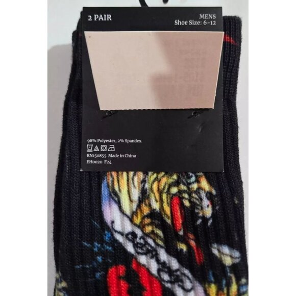 Men's Ed Hardy Socks Fully Cushioned Crew Logo 2 pack Zeke Skulls Heart NEW NWT - Picture 5 of 5
